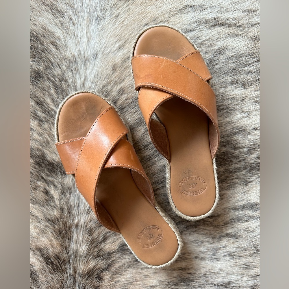 Handmade, genuine leather espadrille. Size EU 38, US 7.5.